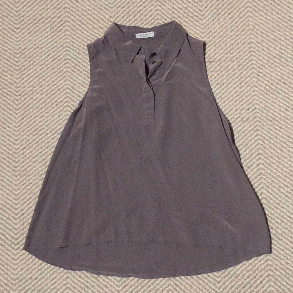 Equipment sleeveless collar shirt %100 silk